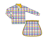 purple yellow green plaid top skirt kids girls Mardi Gras set