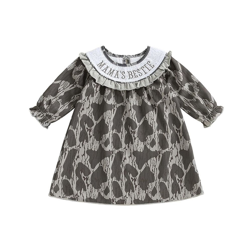 mama's bestie smock long sleeve girl dress