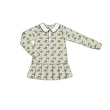 green duck long sleeve girl dress