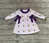 Purple yellow green donut boots plaid girls Mardi Gras dress