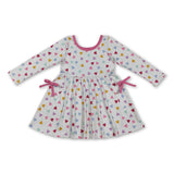 Long sleeves colorful heart pockets girls Valentine's dress