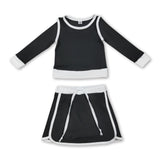 Long sleeves black top skirt kids girls active outfits