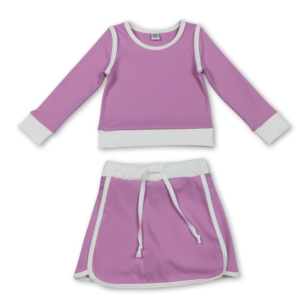Long sleeves solid top skirt kids girls active outfits