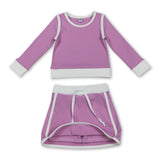 Long sleeves solid top skirt kids girls active outfits