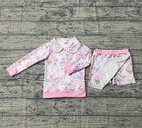 Long sleeves floral zipper pullover shorts kids girls outfits