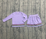 Long sleeves lavender stripe girls Mardi Gras outfits