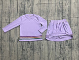 Long sleeves lavender stripe girls Mardi Gras outfits