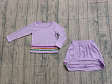 Long sleeves lavender stripe girls Mardi Gras outfits