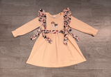 Long sleeves dog embroidery camo girls dresses