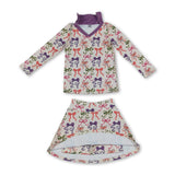 Long sleeves bows kids girls Halloween active wear set
