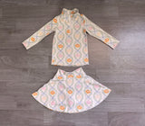 Long sleeves pumpkin bow kids girls fall active wear set