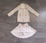 Long sleeves pumpkin bow kids girls fall active wear set