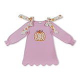 Pumpkin embroidery scallop girls fall dresses