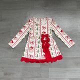 Santa candy cane Christmas tree scallop girls active dress