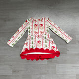 Santa candy cane Christmas tree scallop girls active dress