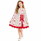 Santa candy cane Christmas tree scallop girls active dress