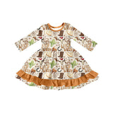 Long sleeves wild west bull skull western girls dresses