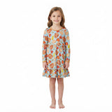 Turkey leaves ruffle kids girls Thanksgiving dress