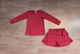 Long sleeves solid cotton top skirt kids girls outfits