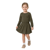 Long sleeves olive cotton top skirt kids girls outfits