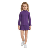 Purple zipper jacket pleated skirt girls activewear set