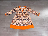 Plaid bow candy corn floral girls Halloween dresses