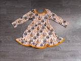 Long sleeves ruffle kids girls Happy New Year dress