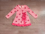 Pink plaid heart scallop girls valentine's athletic dress