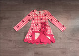 Pink plaid heart scallop girls valentine's athletic dress