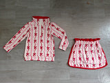 Red bow heart pullover skirt girls Valentine's set
