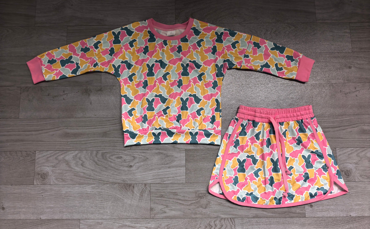 Rabbit camo top skirt kids girls Easter outfits
