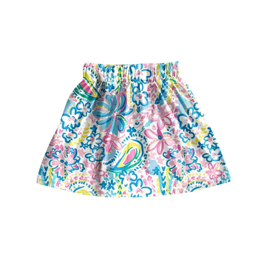 Watercolor floral kids girls skirt