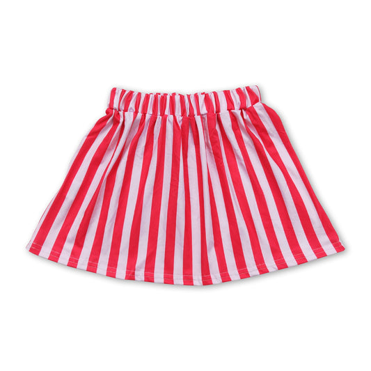 Pink red stripe kids girls Christmas valentine's day skirt