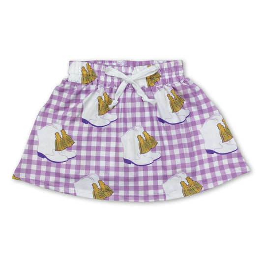 Lavender plaid boots baby girls skirt with shorts