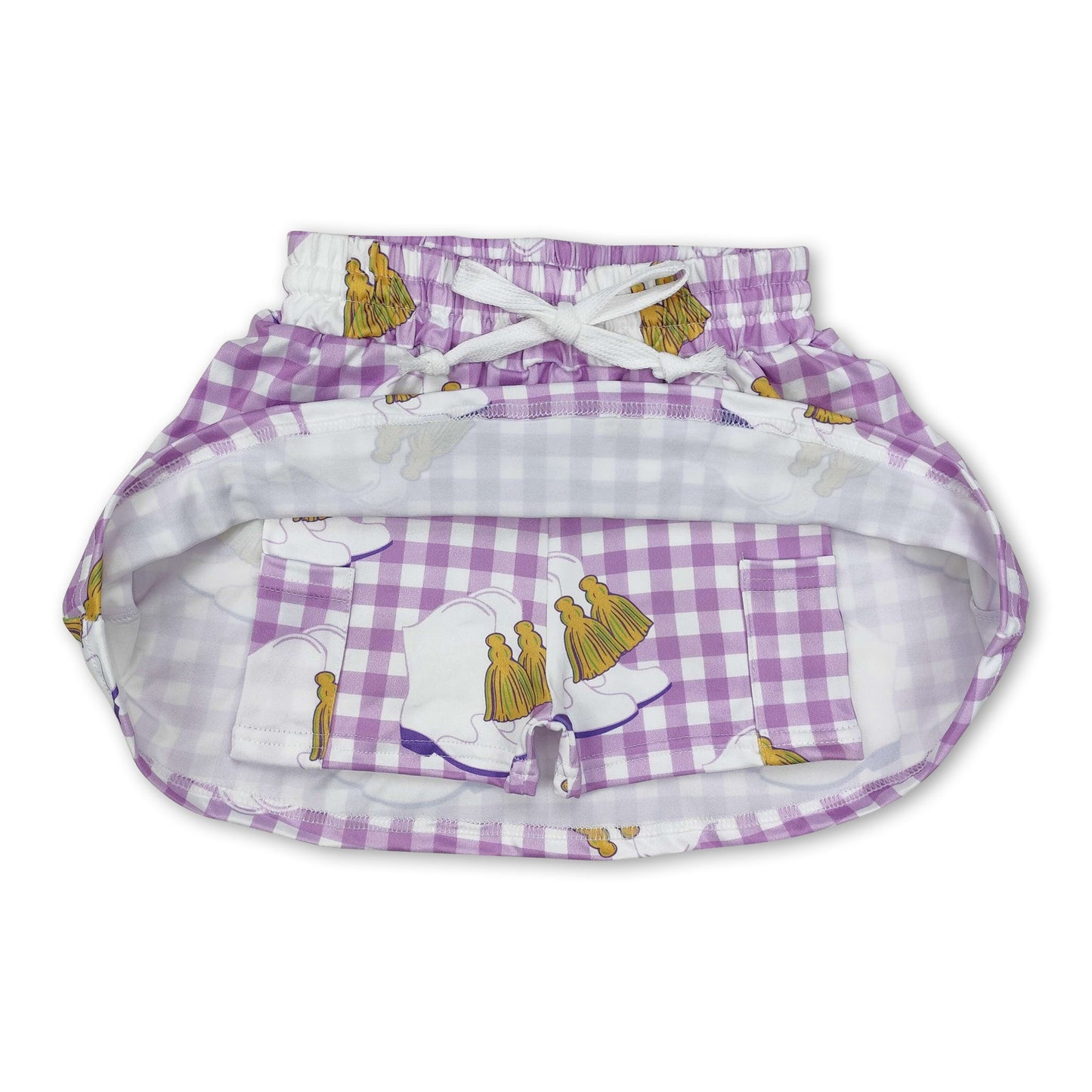 Lavender plaid boots baby girls skirt with shorts