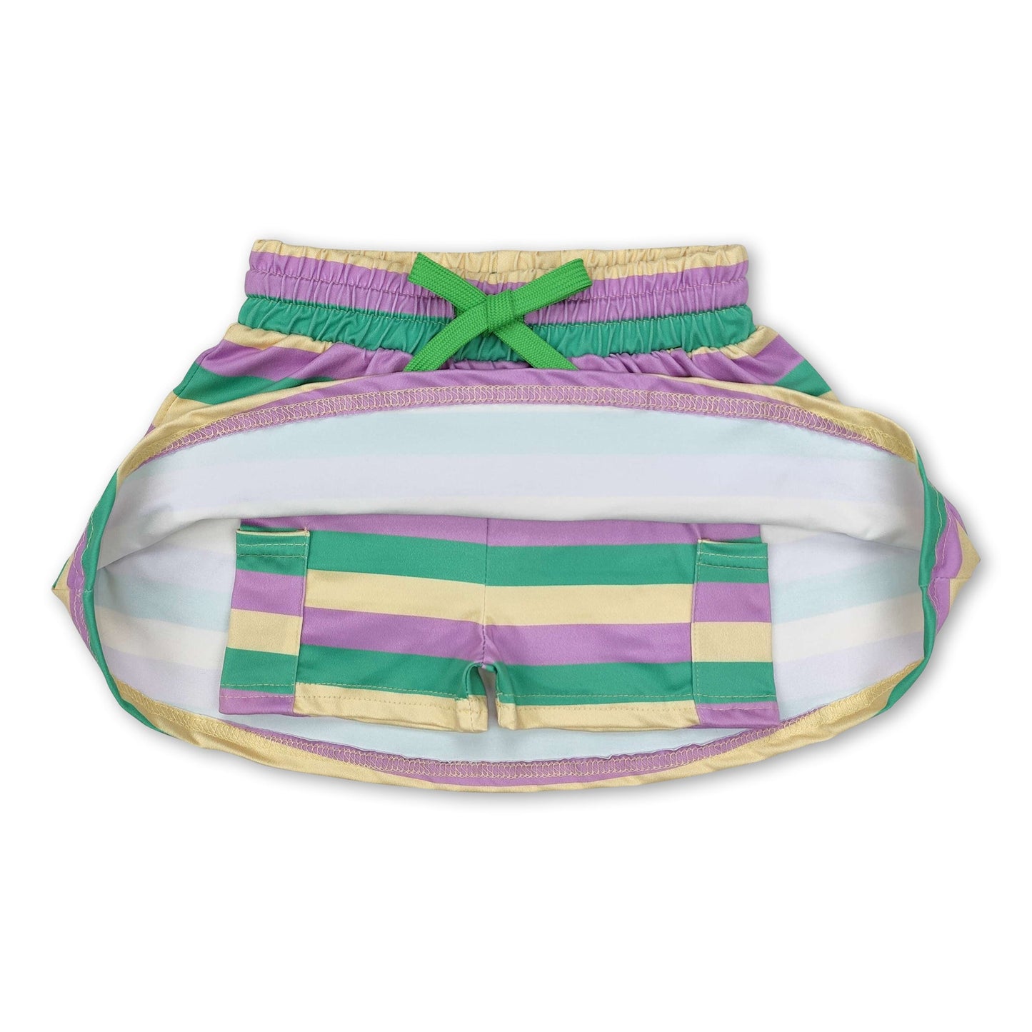 Yellow purple green stripe girls mardi gras skirt