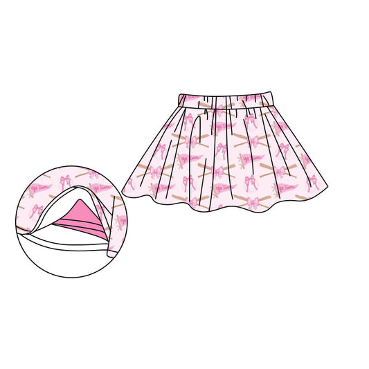 Go team baseball bow with shorts kids girls skirt