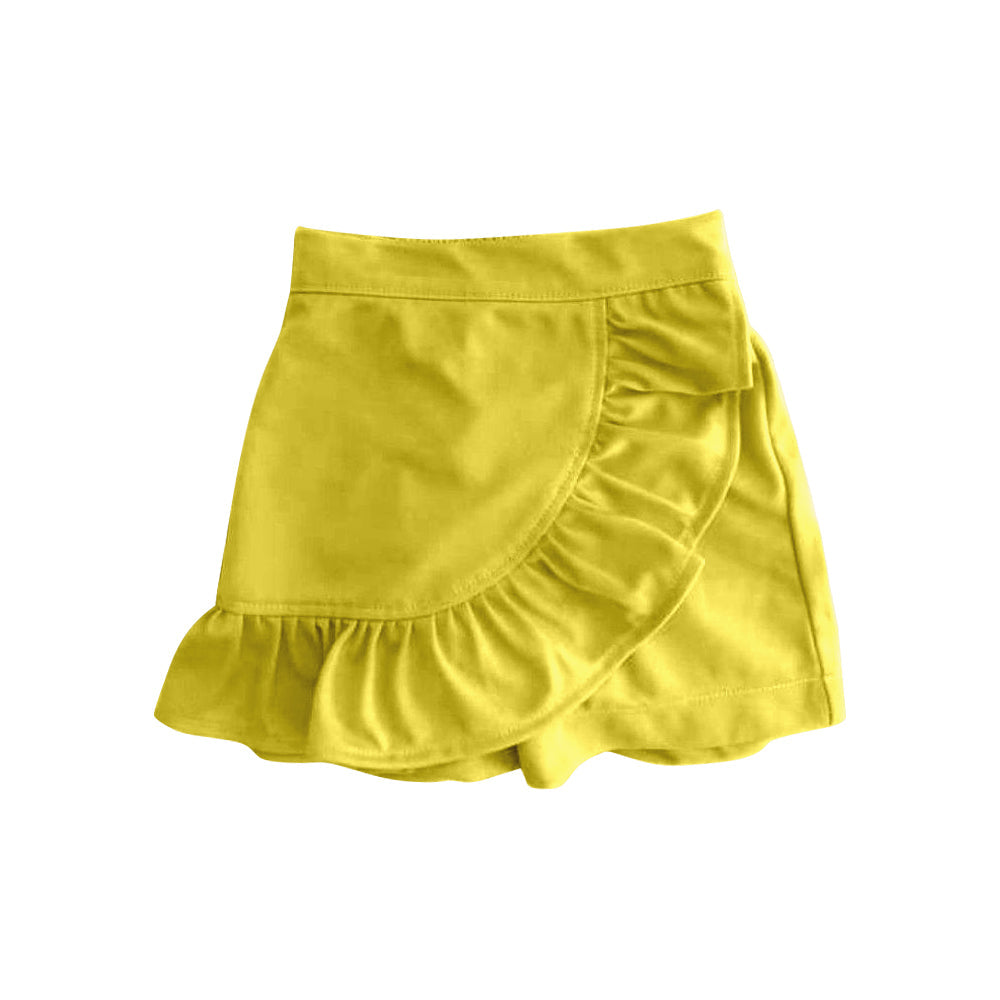 Yellow color ruffle kids girls summer skirt