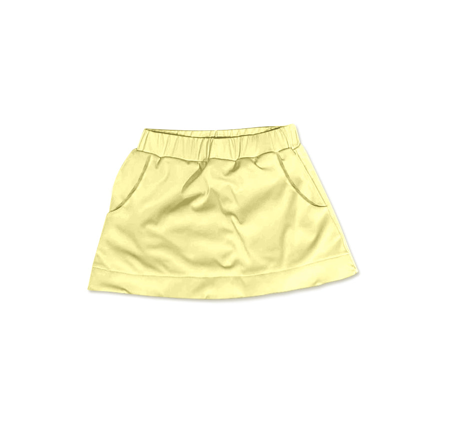 Yellow cotton pocket kids girls summer skirt