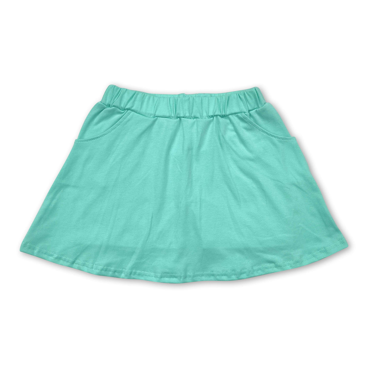 Green cotton pocket kids girls summer skirt