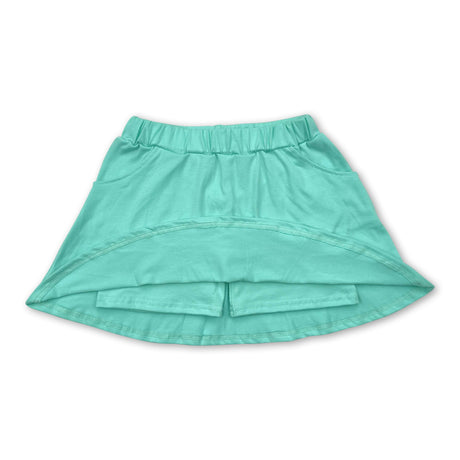 Green cotton pocket kids girls summer skirt