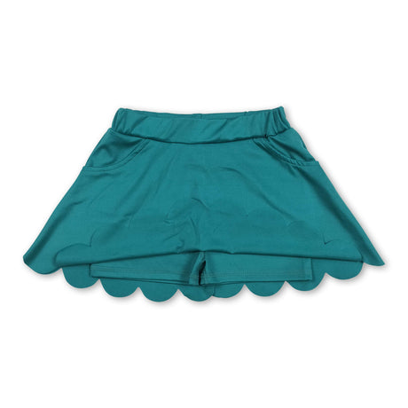 Green pockets kids girls summer activewear skirt