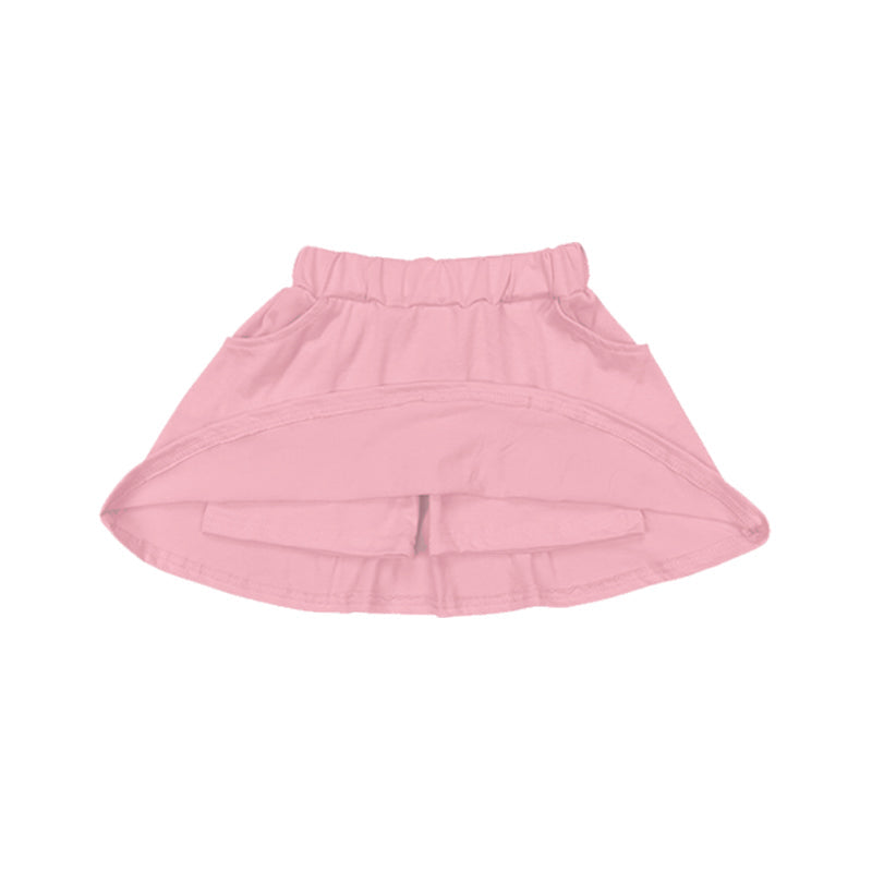 Pink pockets cotton kids girls summer skirt
