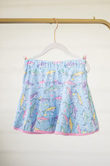 Pink colorful shark kids girls summer skirt