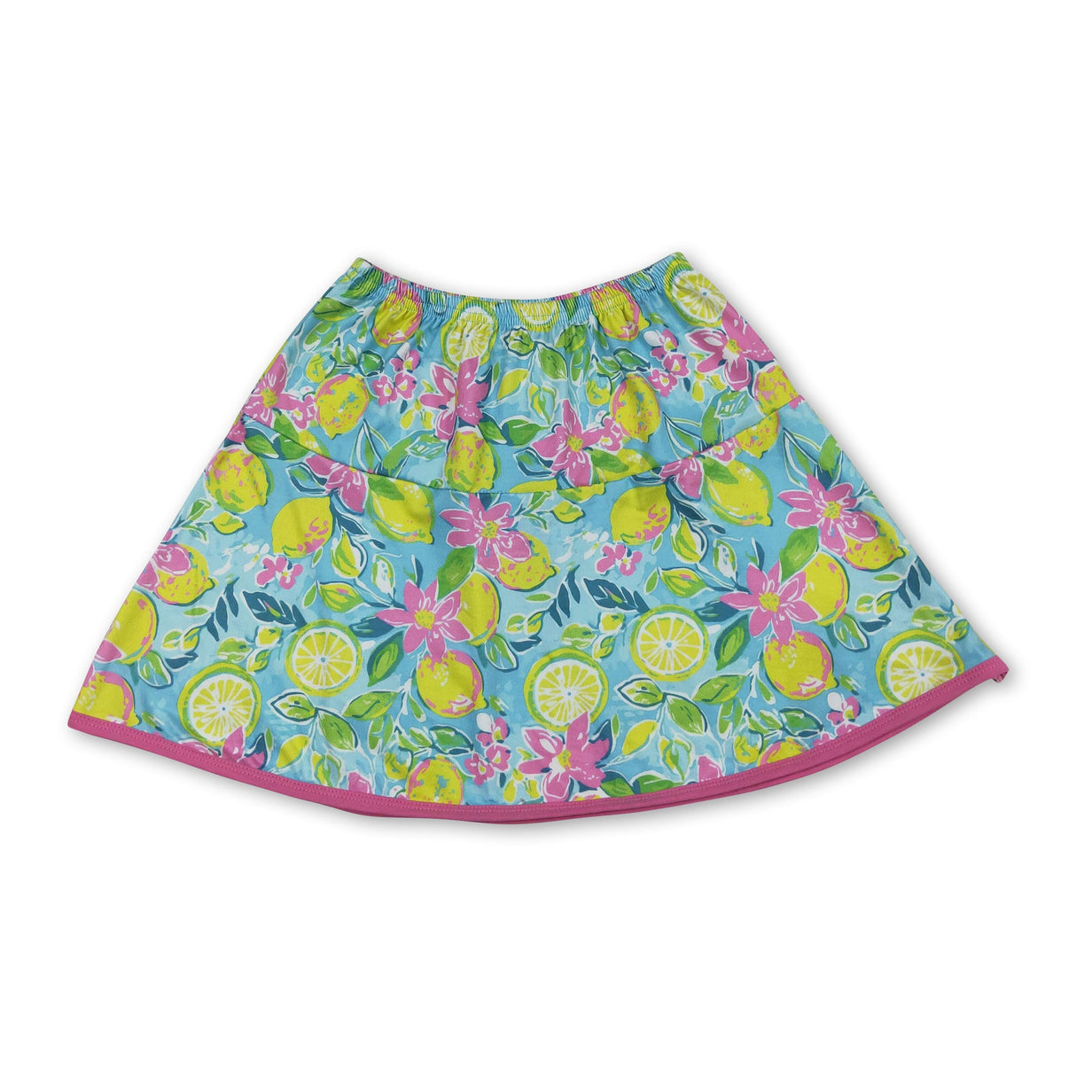 Pink floral lemon kids girls summer skirt