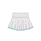 Plaid floral bow kids girls activewear skirt