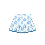 Blue plaid floral kids girls activewear skirt