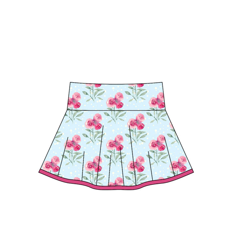 Light blue floral kids girls activewear skirt