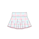 Plaid pink bow kids girls activewear skirt