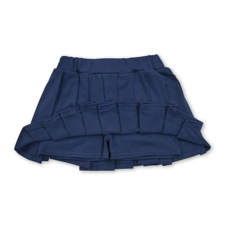 Navy cotton kids girls summer pleated skirt